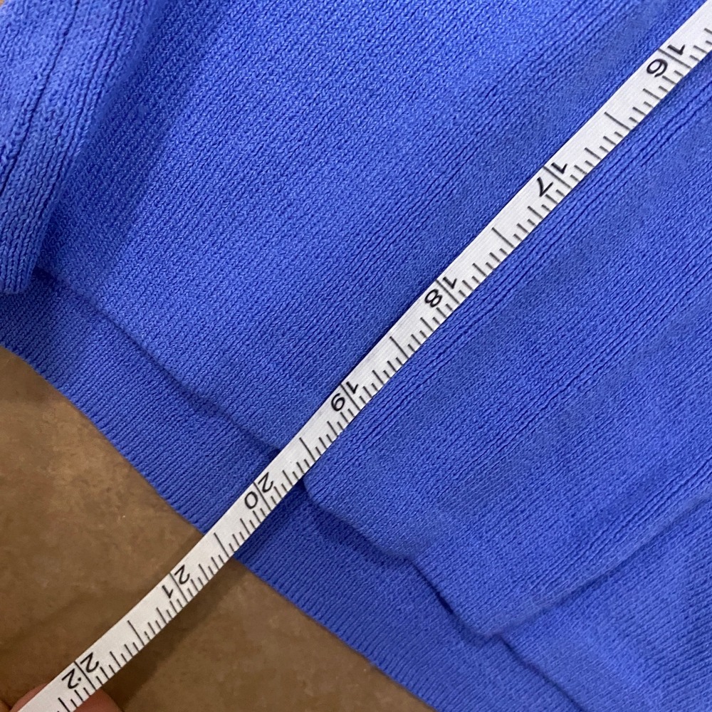 Vintage 90s Joseph A Large Cobalt Blue Ribbed Asymmetrical Buckle Strap Tank Top - Picture 7 of 9